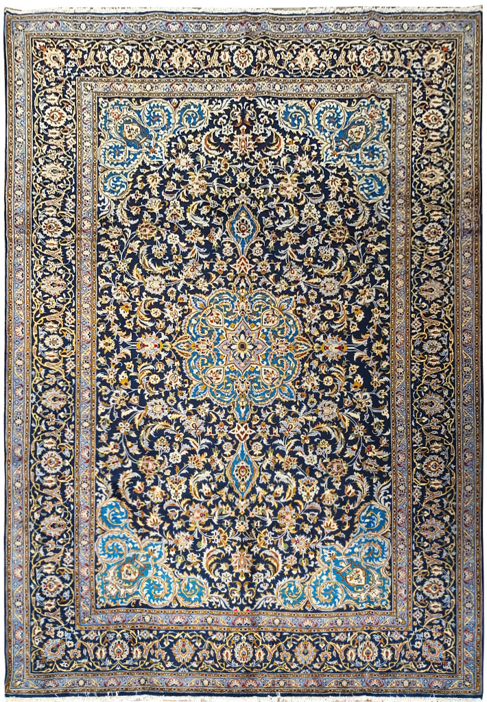 10' x 13' Authentic Persian Kashan Quality Rug NAVY BLUE #F-6286