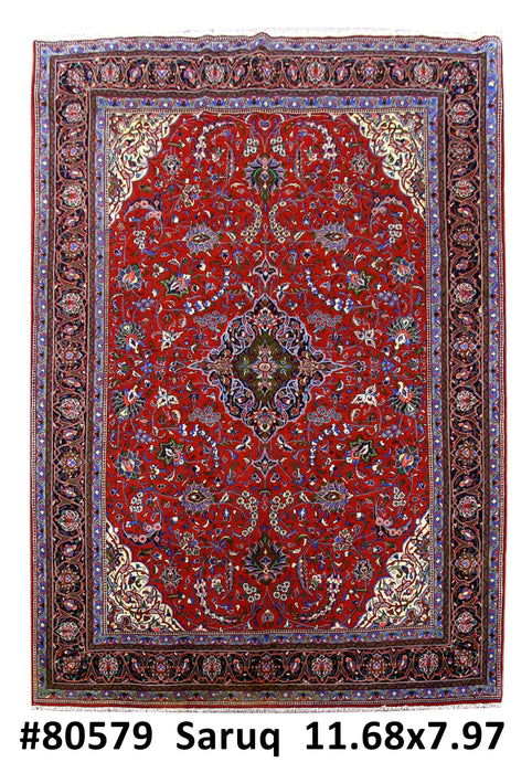 8x12 Authentic Hand Knotted Persian Sarouk Rug - Iran - bestrugplace