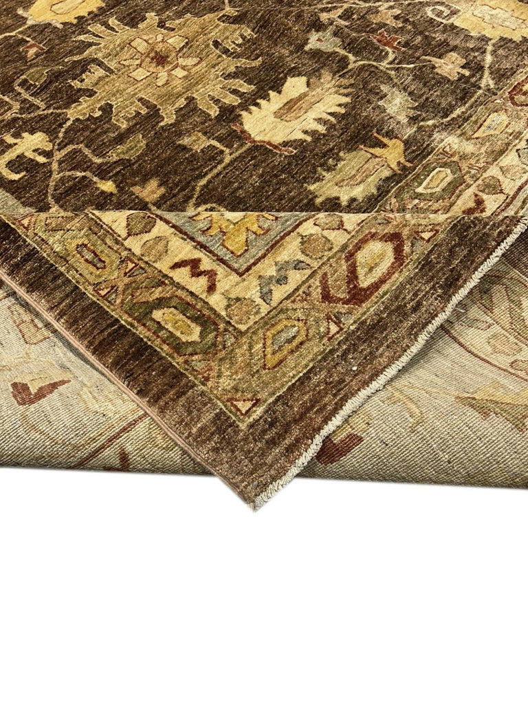 13.9 x 18.6 Brown Chobi Peshawar Large Unusual Sized Rug 14489