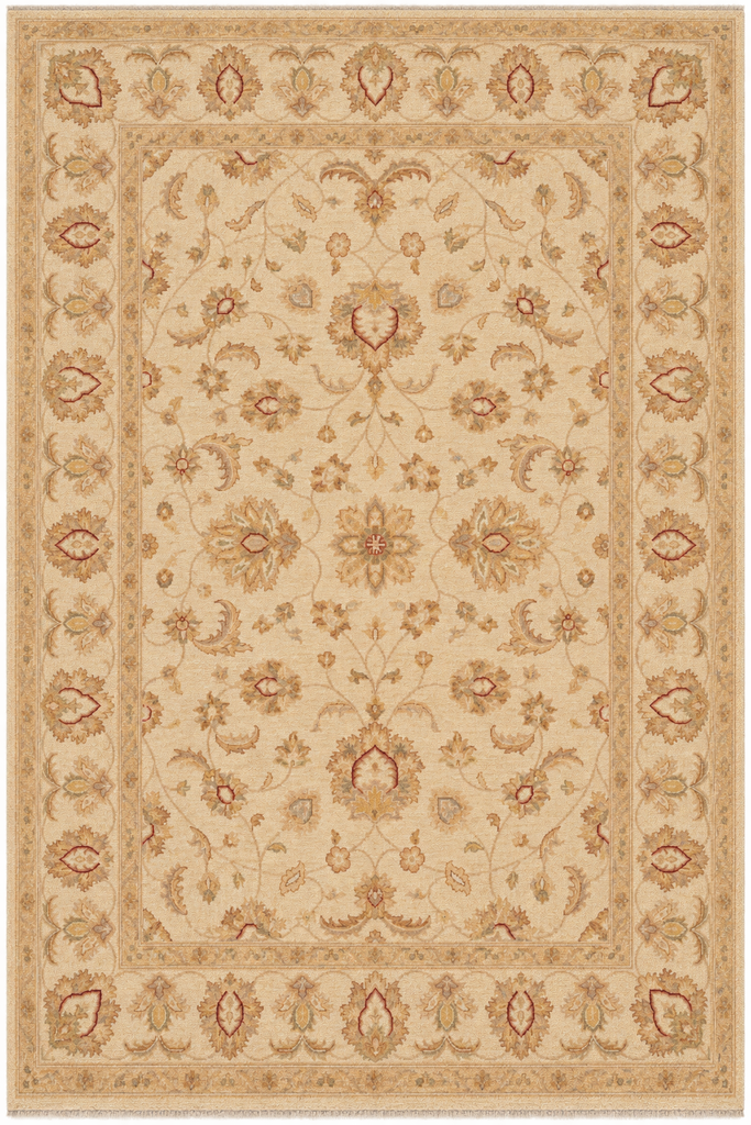 6 x 9 Hand-Knotted Beige Chobi Peshawar Rug #PIX-20600