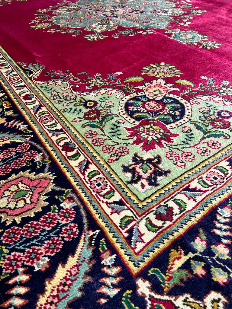6.8 x 9.10 ELEGANT Classic Persian Tabriz Open Field ROBY RED #PIX-11943