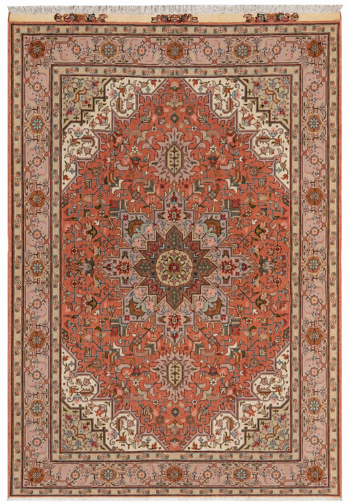 5 x 7 Authentic Fine Tabriz Wool and Silk 400 KPSI Geometric Area Rug PIX-16019