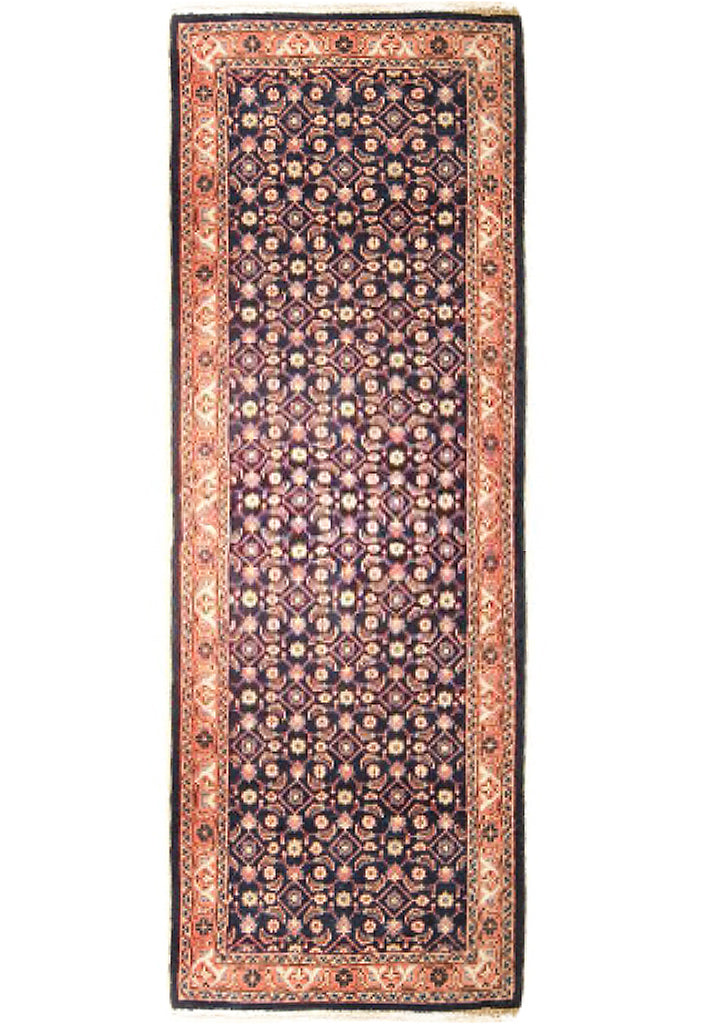3.7 x 10.3 Navy Blue Traditional Persian Hamadan Style Rug 10808