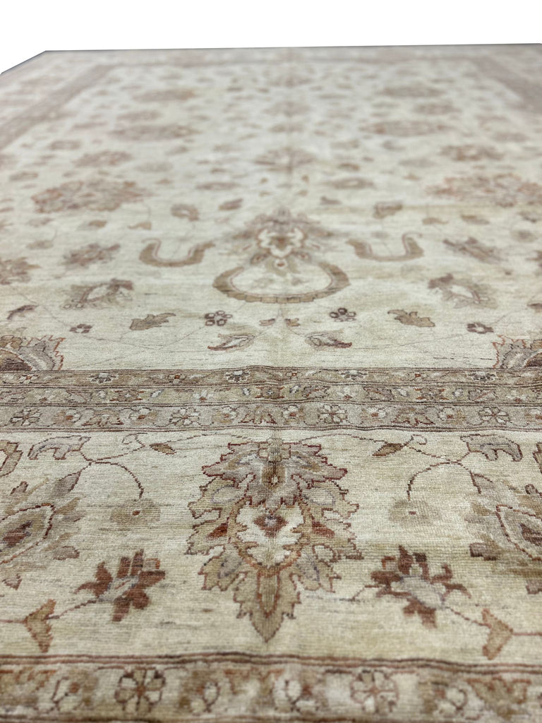 11.10 x 14.8 Large Light Neutrals Chobi Peshawar Quality Handmade Rug #PIX-15567
