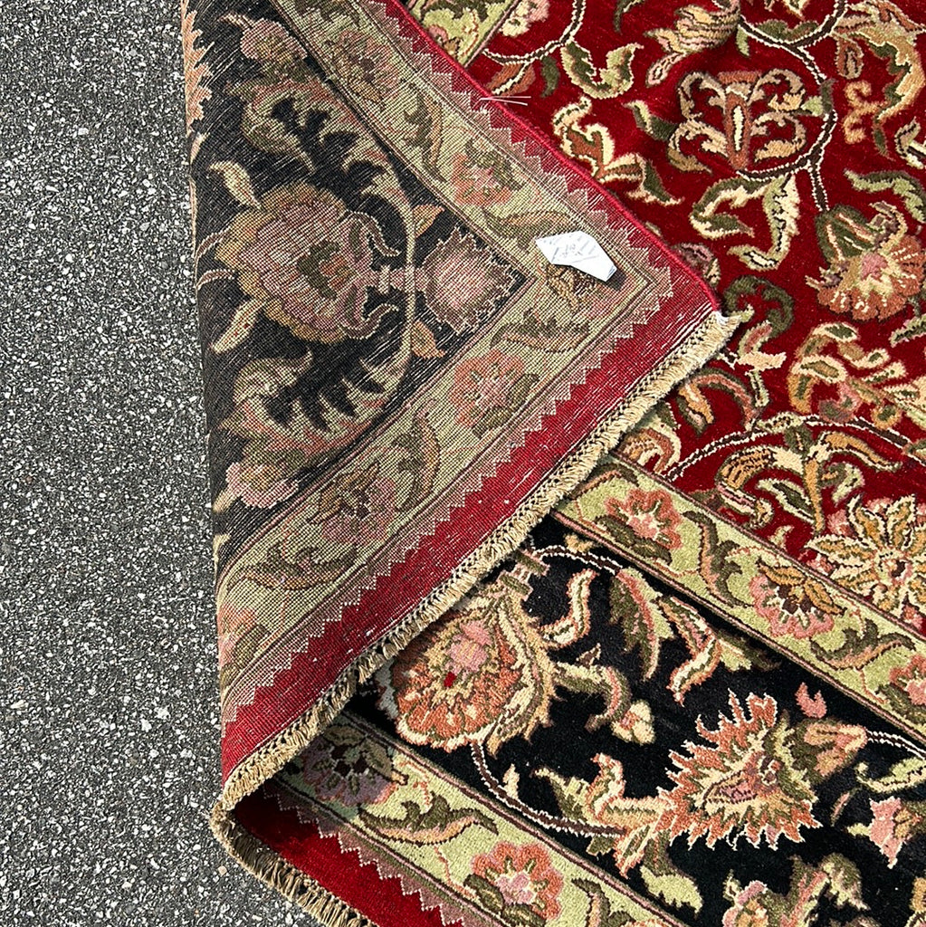 9.3 x 13.1 DEEP RED Black Border Jaipur Rug 26230