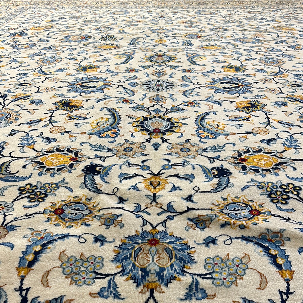 9.3 x 13.4 Ivory Persian Kashan Rug 80704