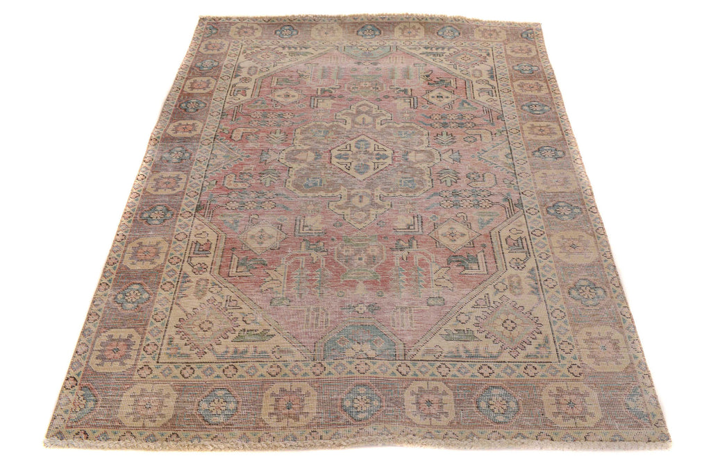 4.4 x 6.0 Low Pile Vintage Heriz Rug M121