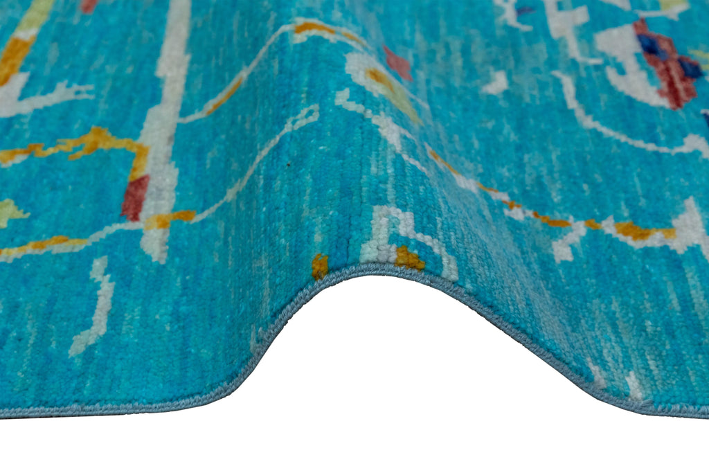 9.0 x 12.0 TURQUOISE Quality Wool New Handmade Modern Transitional Rug #i-1305