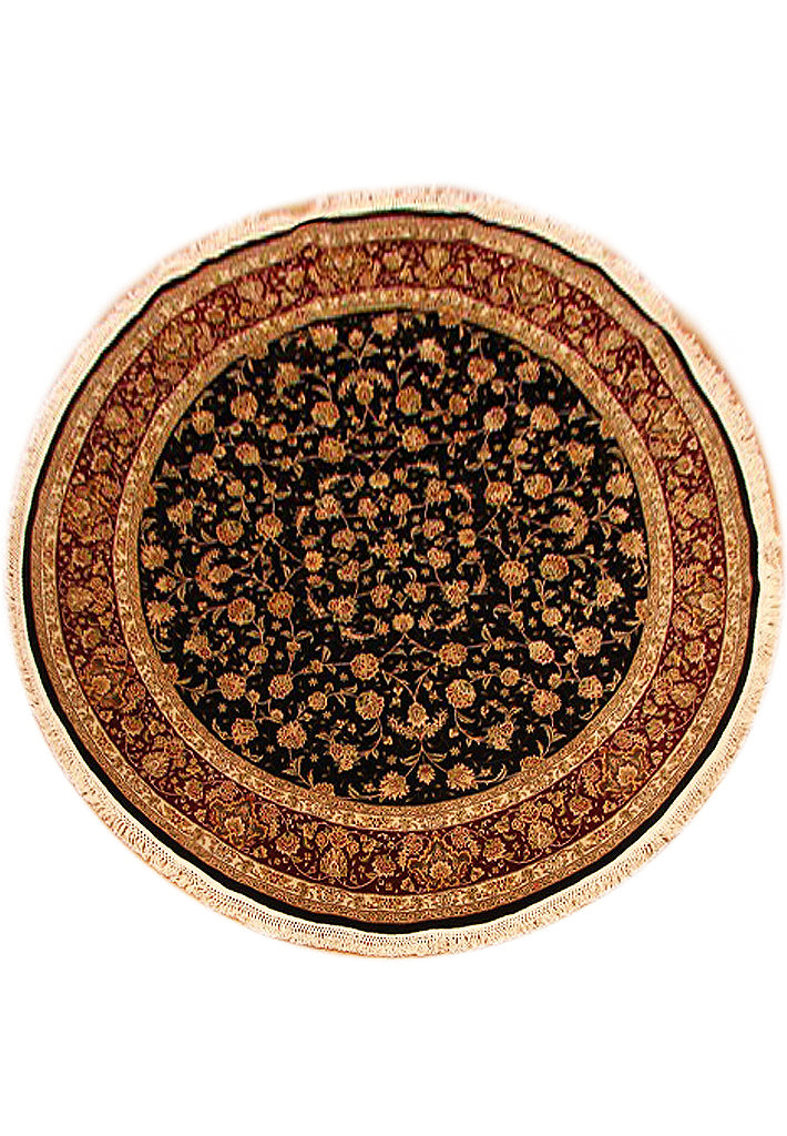 8 x 8 BLACK Fine Quality Wool and Silk Hand Woven rug   #PIX-13883