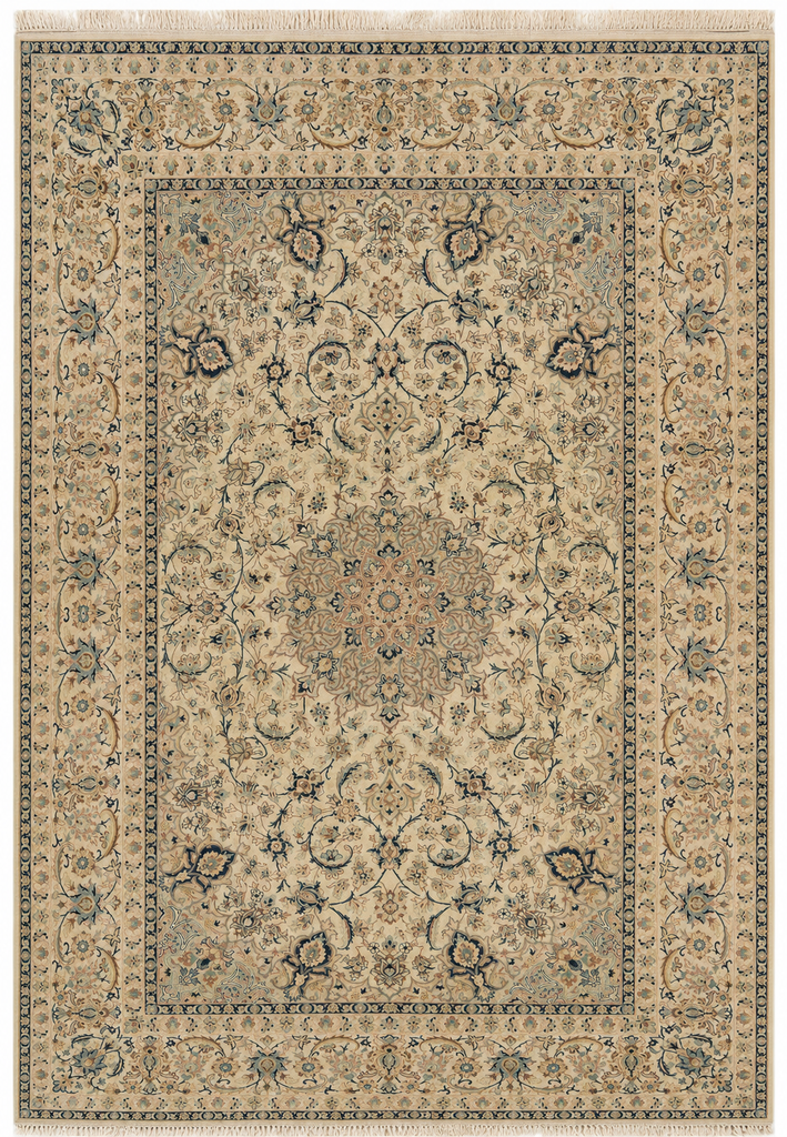 5.3 x 7.8 Authentic Persian Isfahan Wool and Silk 500 KPSI Pre Owned Estate Rug PIX-20391