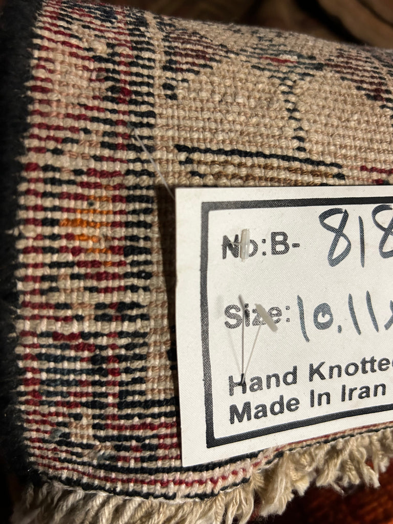 3.7 x 10.1 Red Traditional Persian Hamadan Wool Runner Rug 81879