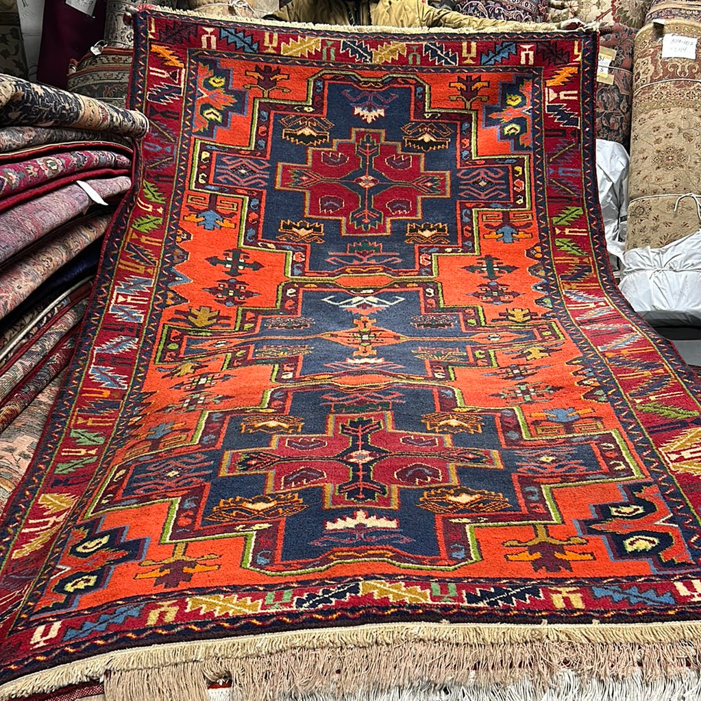 4.11 x 8 Orange Russian Kazak Rug 18298