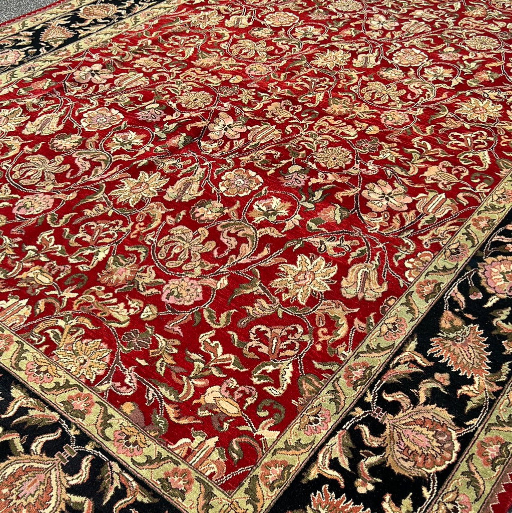 9.3 x 13.1 DEEP RED Black Border Jaipur Rug 26230