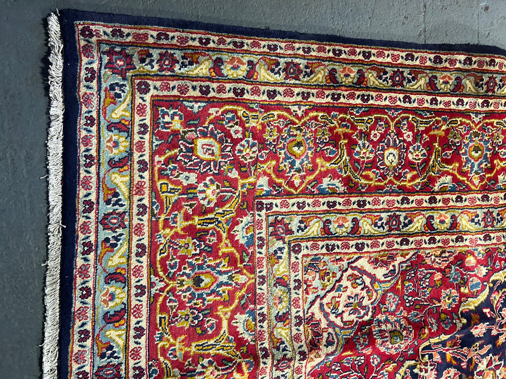 9.6 x 12.7 Navy Blue Traditional Classic Persian Kashan Rug #S10-4029