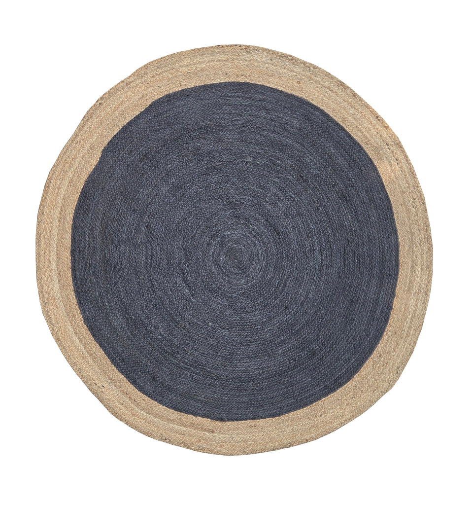 6 x 6 Feet ROUND Sisal Jute Charcoal Black Gold #R30