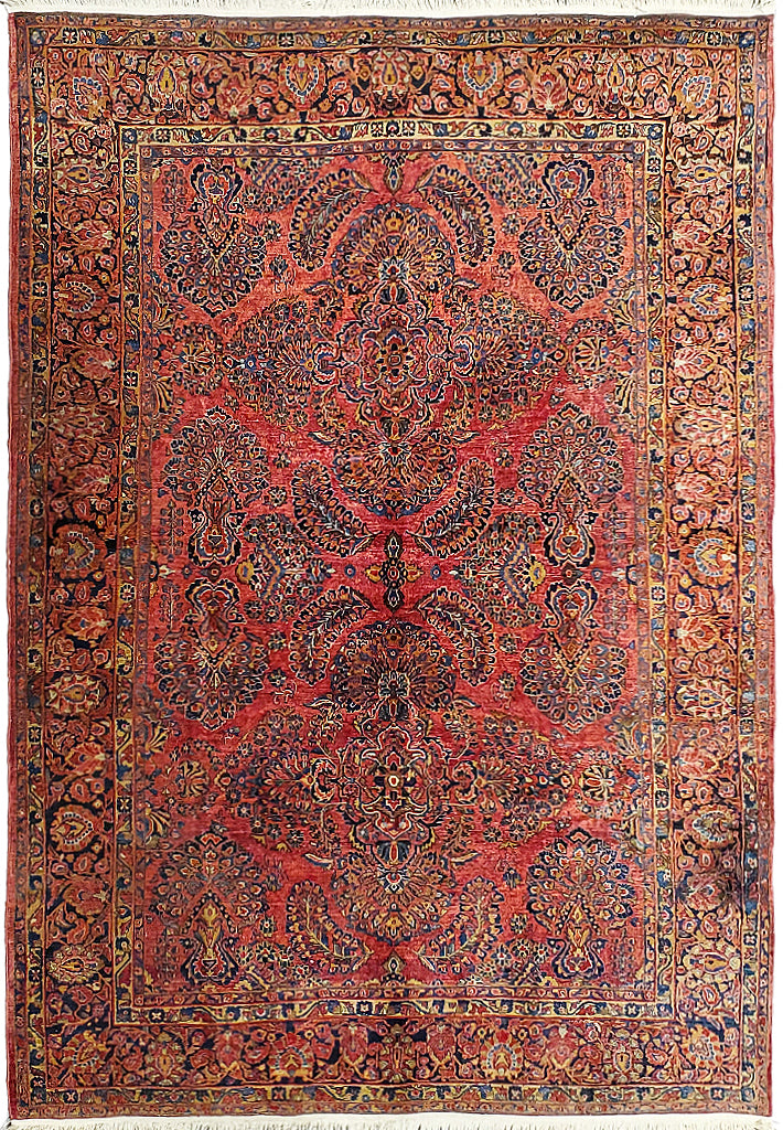 8.2 x 11.8 Antique Persian Sarouk Rug 1930's #F-6388