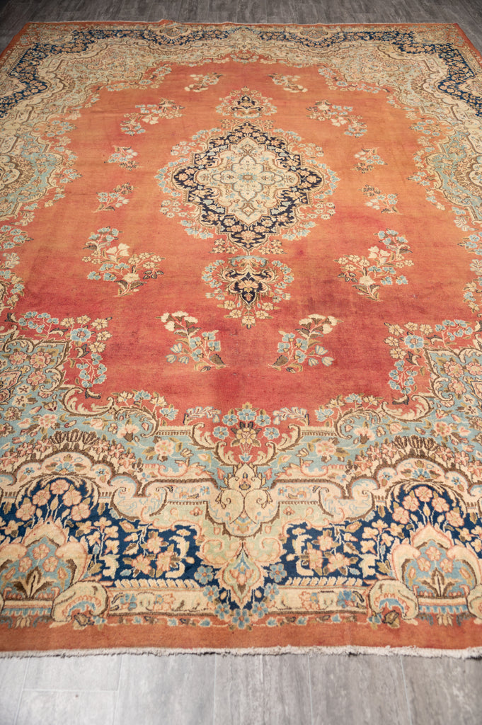 9.3 x 13.6 Semi-Antique Persian Kerman Estate Rug #F-4000