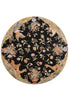 Load image into Gallery viewer, 6.0 x 6.0 ROUND Needle Point Rug BLACK Friendly Animals #F-4008