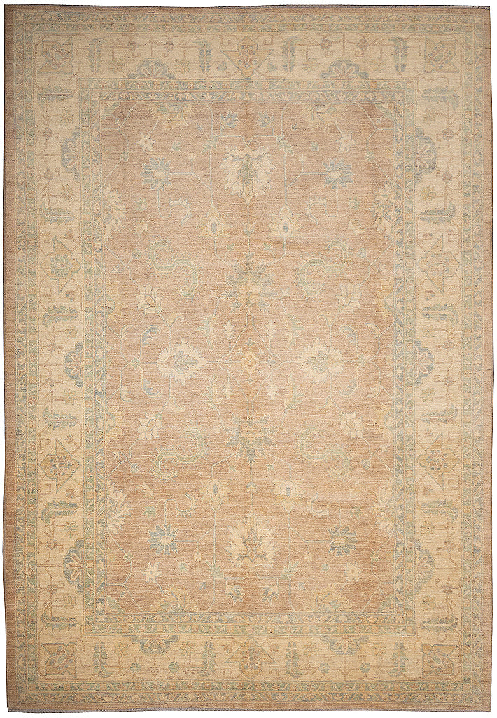 9.7x14.0 ft Genuine Handmade Chobi Peshawar Rug – Earth Tone & Neutral Pastel Colors | #PIX-26988