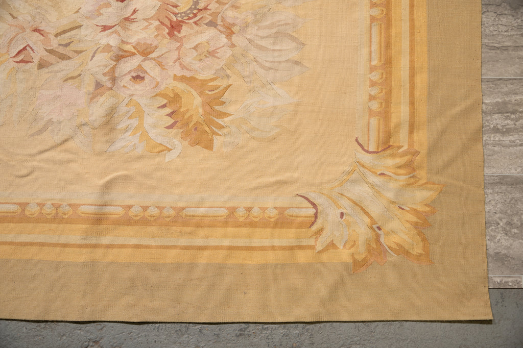 12.0 x 15.0 Beautiful Aubusson Flat Weave Rug Neutral Earth Tone Sage Green #F-4011