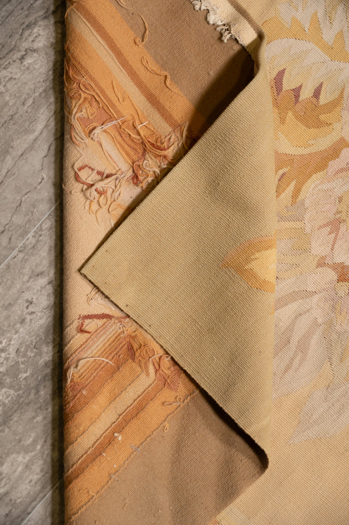 12.0 x 15.0 Beautiful Aubusson Flat Weave Rug Neutral Earth Tone Sage Green #F-4011