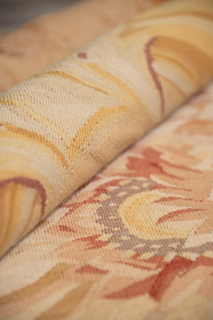 12.0 x 15.0 Beautiful Aubusson Flat Weave Rug Neutral Earth Tone Sage Green #F-4011