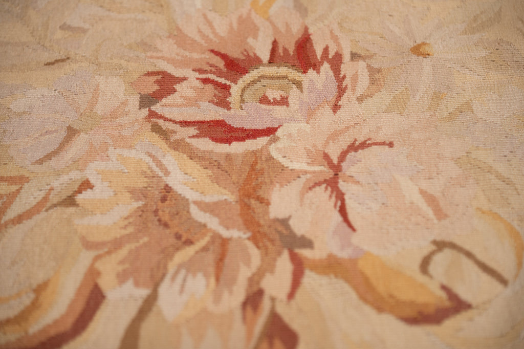 12.0 x 15.0 Beautiful Aubusson Flat Weave Rug Neutral Earth Tone Sage Green #F-4011