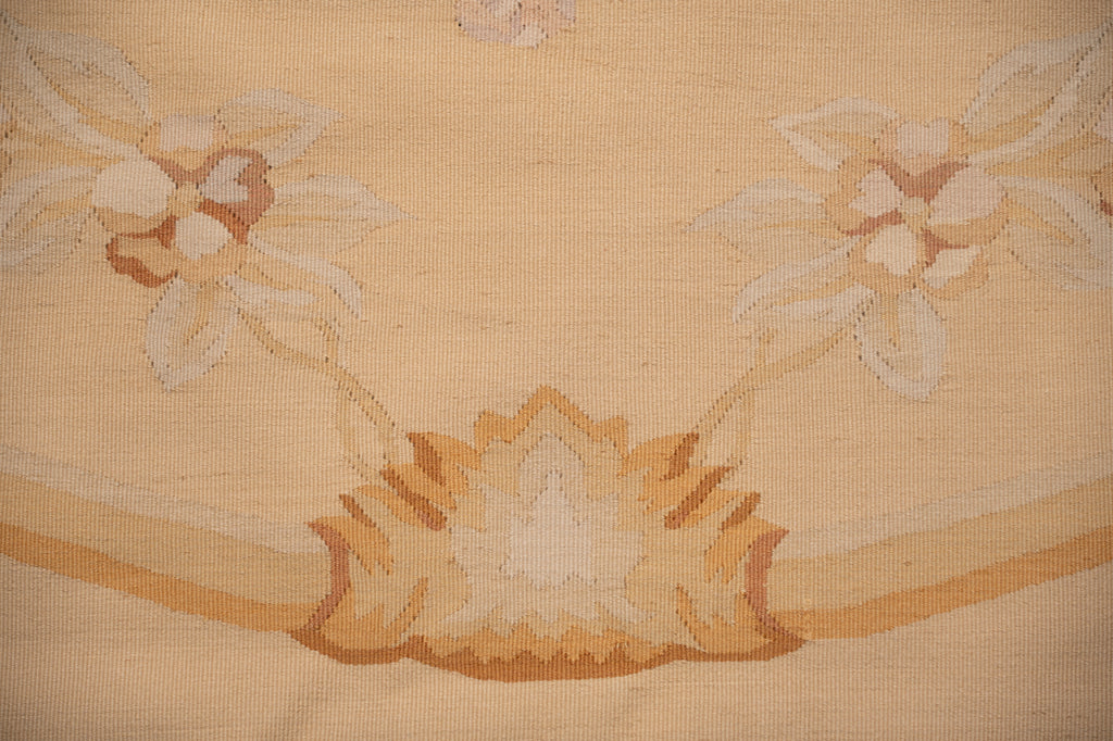 12.0 x 15.0 Beautiful Aubusson Flat Weave Rug Neutral Earth Tone Sage Green #F-4011