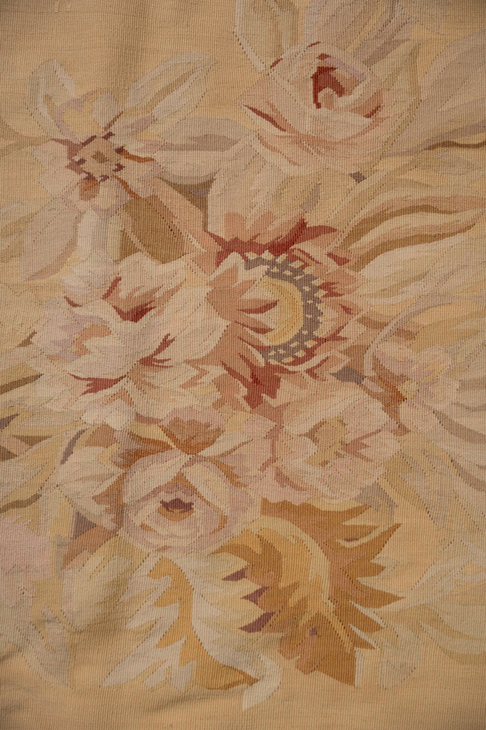 12.0 x 15.0 Beautiful Aubusson Flat Weave Rug Neutral Earth Tone Sage Green #F-4011