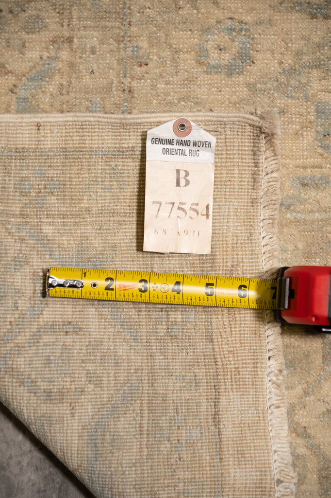 6.8 x 10.0 Muted Beige & Blue Chobi Ziegler Rug – Hand-Knotted Wool Traditional Floral Design #B-77554