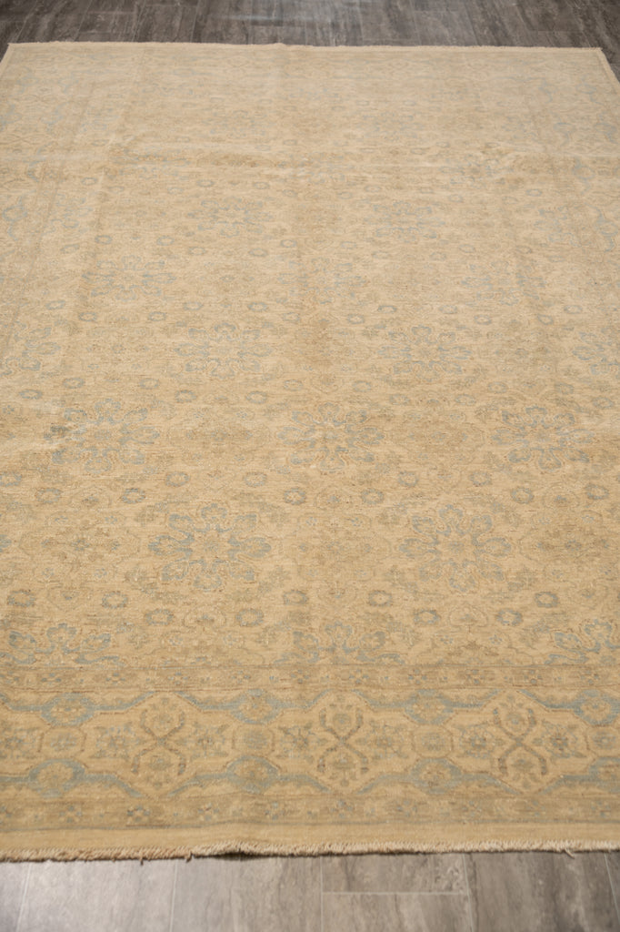 6.8 x 10.0 Muted Beige & Blue Chobi Ziegler Rug – Hand-Knotted Wool Traditional Floral Design #B-77554