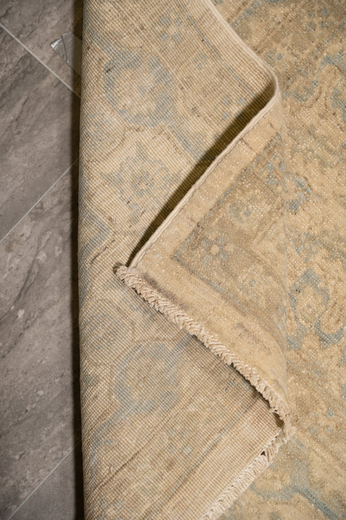 6.8 x 10.0 Muted Beige & Blue Chobi Ziegler Rug – Hand-Knotted Wool Traditional Floral Design #B-77554