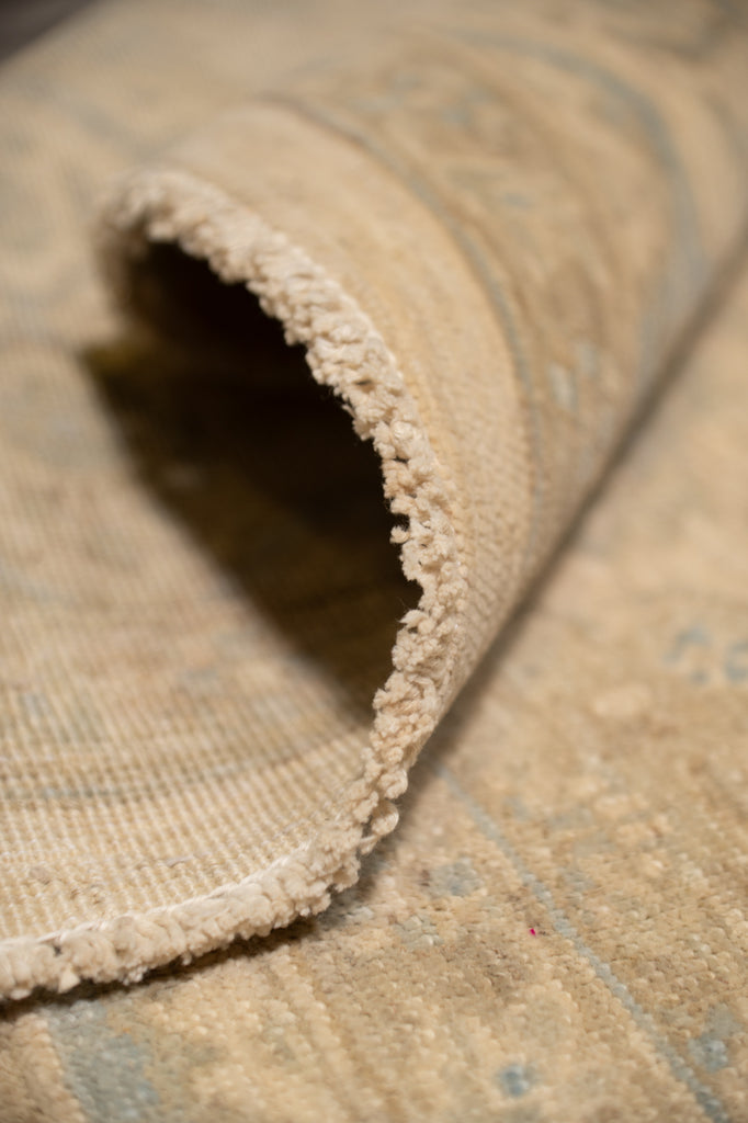 6.8 x 10.0 Muted Beige & Blue Chobi Ziegler Rug – Hand-Knotted Wool Traditional Floral Design #B-77554