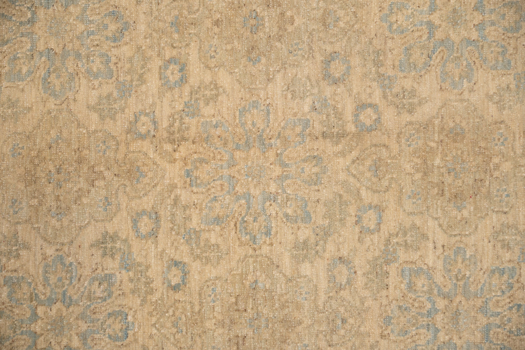 6.8 x 10.0 Muted Beige & Blue Chobi Ziegler Rug – Hand-Knotted Wool Traditional Floral Design #B-77554