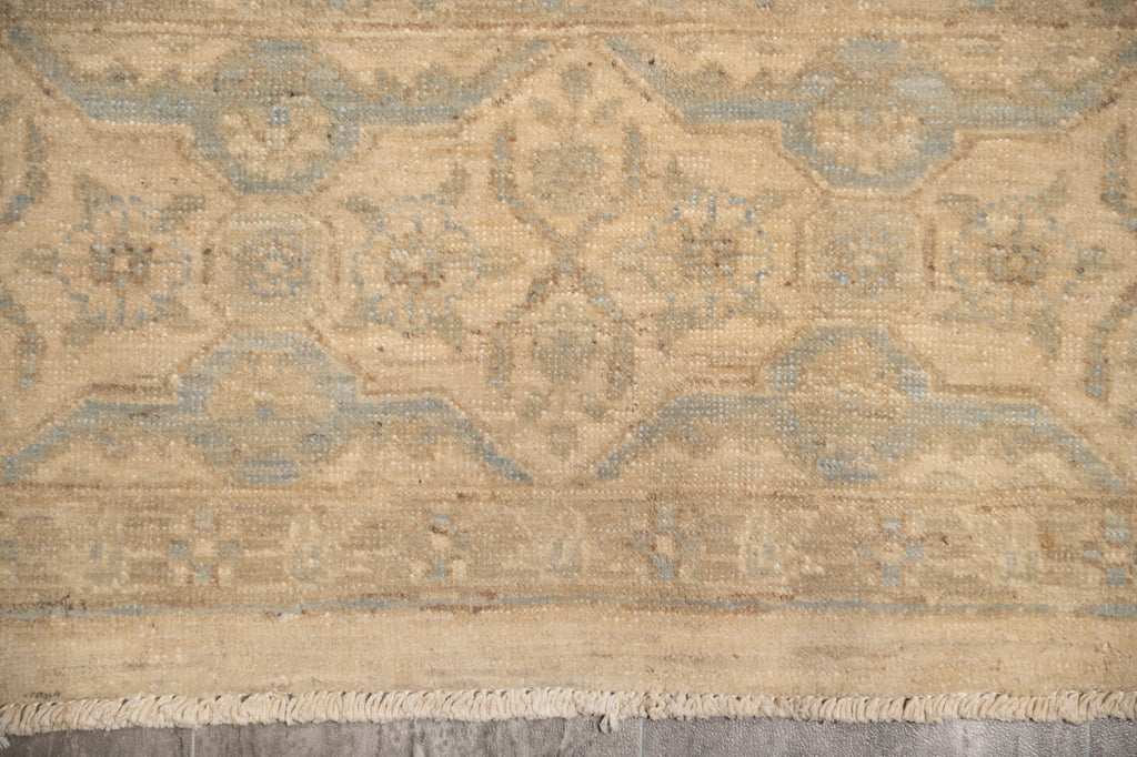 6.8 x 10.0 Muted Beige & Blue Chobi Ziegler Rug – Hand-Knotted Wool Traditional Floral Design #B-77554