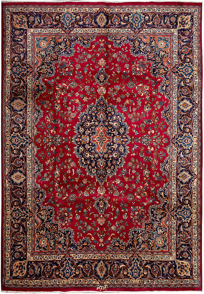 9.1 x 13.0 SIGNED Persian Mashad Rug  #F-4003
