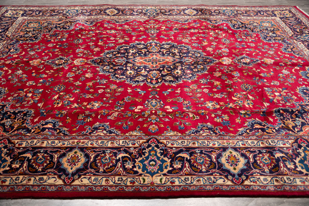 9.1 x 13.0 SIGNED Persian Mashad Rug  #F-4003