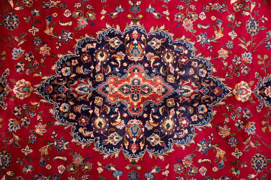 9.1 x 13.0 SIGNED Persian Mashad Rug  #F-4003