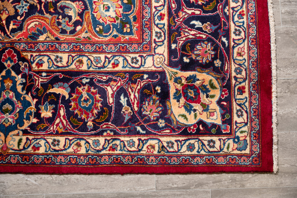 9.1 x 13.0 SIGNED Persian Mashad Rug  #F-4003