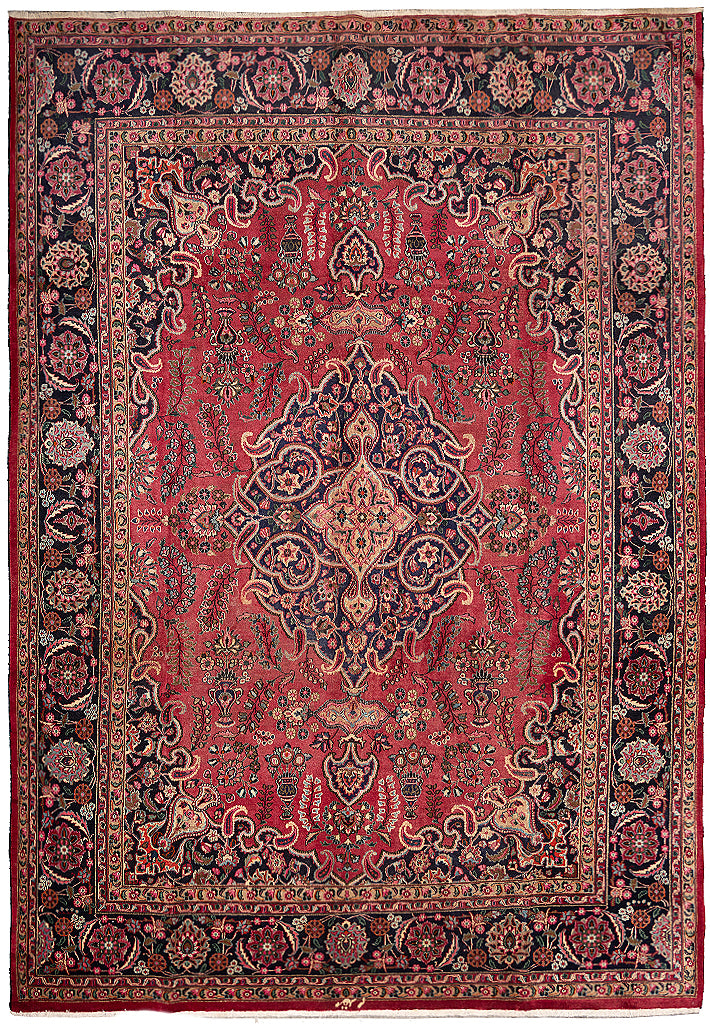 9.9 x 13.0 SIGNED Persian Khorasan Mashad Rug #F-4004