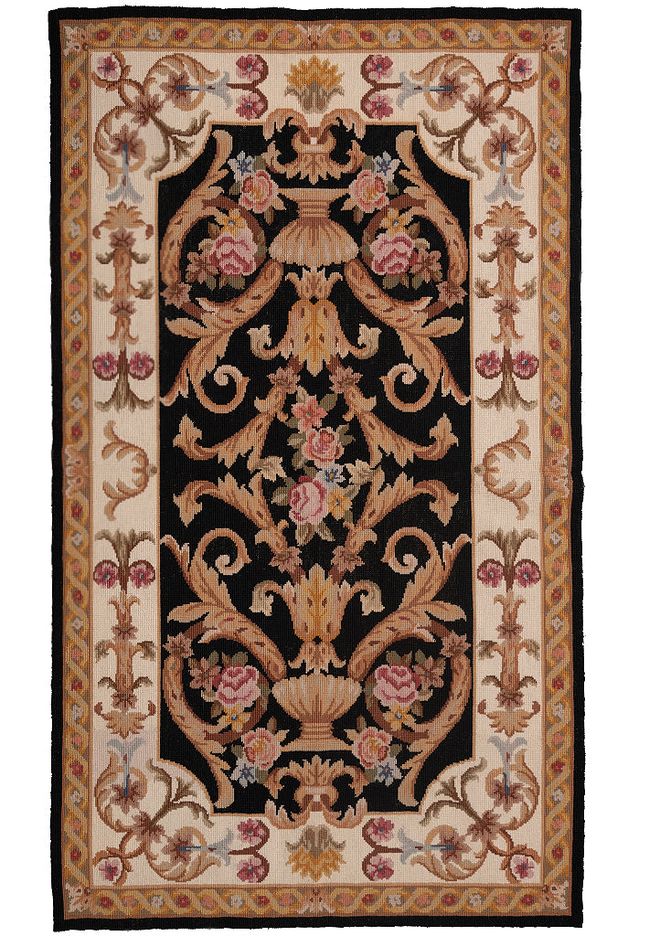 3.0 x 5.0 Needle Point Rug BLACK #F-4005