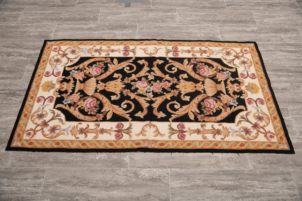 3.0 x 5.0 Needle Point Rug BLACK #F-4005