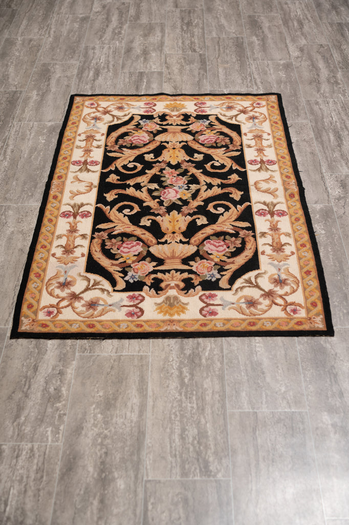 3.0 x 5.0 Needle Point Rug BLACK #F-4005