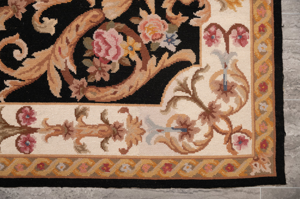 3.0 x 5.0 Needle Point Rug BLACK #F-4005