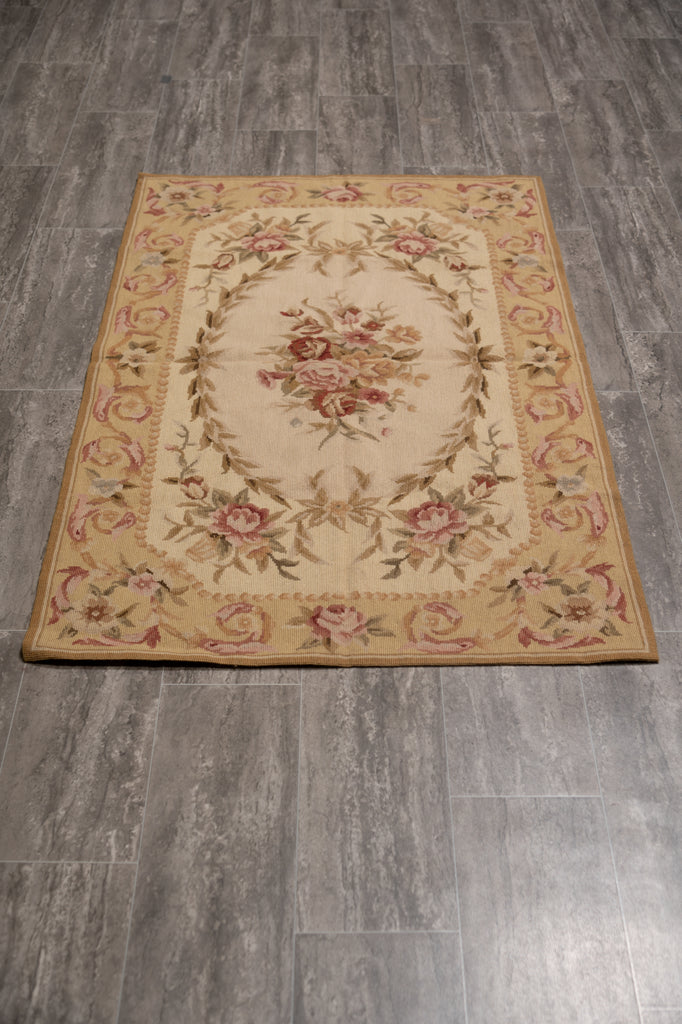 3x5 Needle Point Rug French Aubusson Flat Weave #F-4006