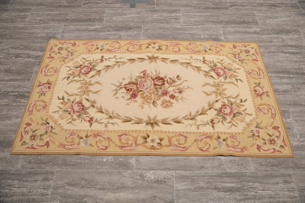 3x5 Needle Point Rug French Aubusson Flat Weave #F-4006