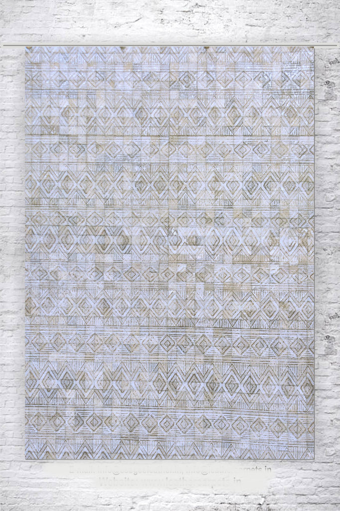 Luxury Tribal Geometric Diamond-Etched Genuine Leather Carpet