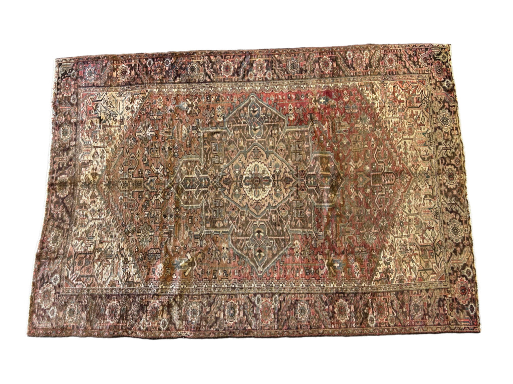 8.4 x 11.5 Brick Red Brown Antique Persian Heriz Rug 14083