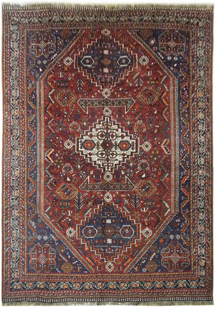 7.2 X 10.0 Ethnic Persian Tribal Shiraz Qashqai Rug Wool On Wool #PIX-23880