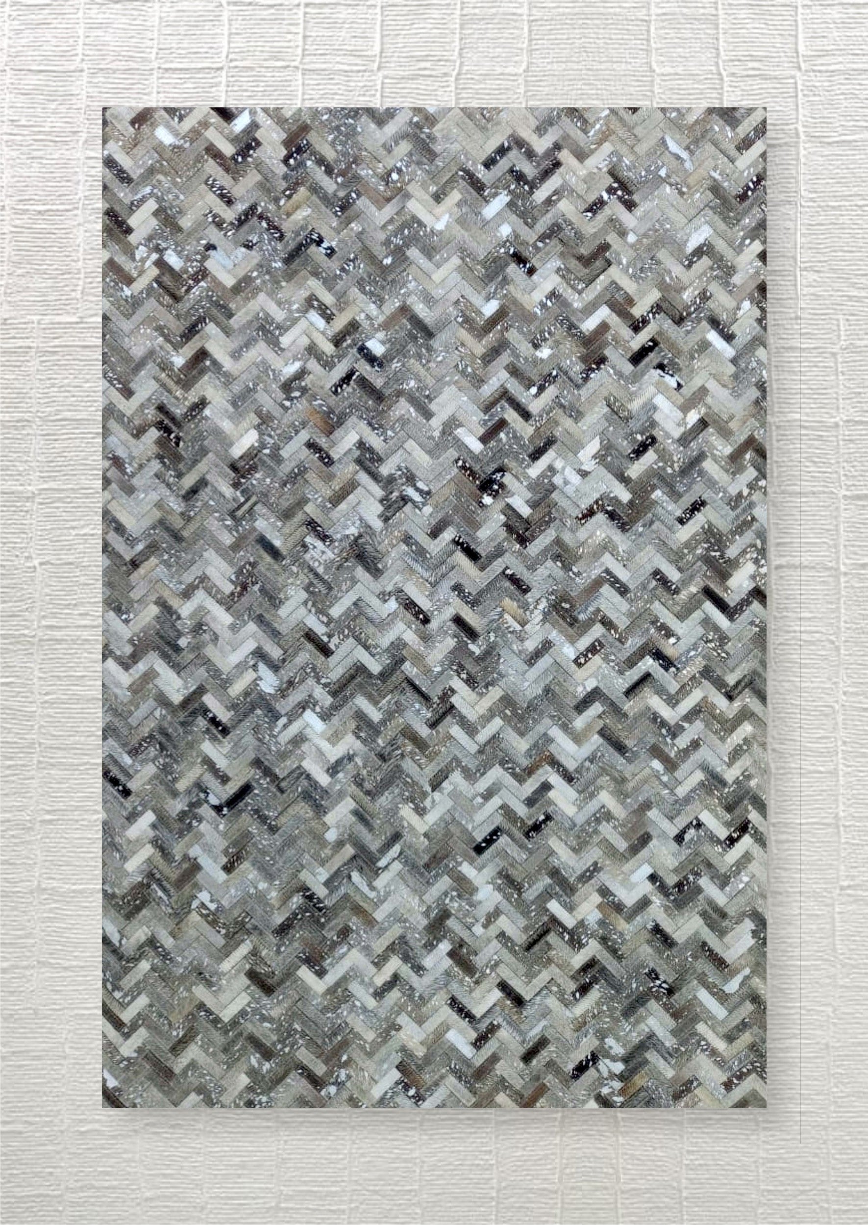 Handcrafted Herringbone Pattern Patchwork Cowhide Leather Area Rug ...